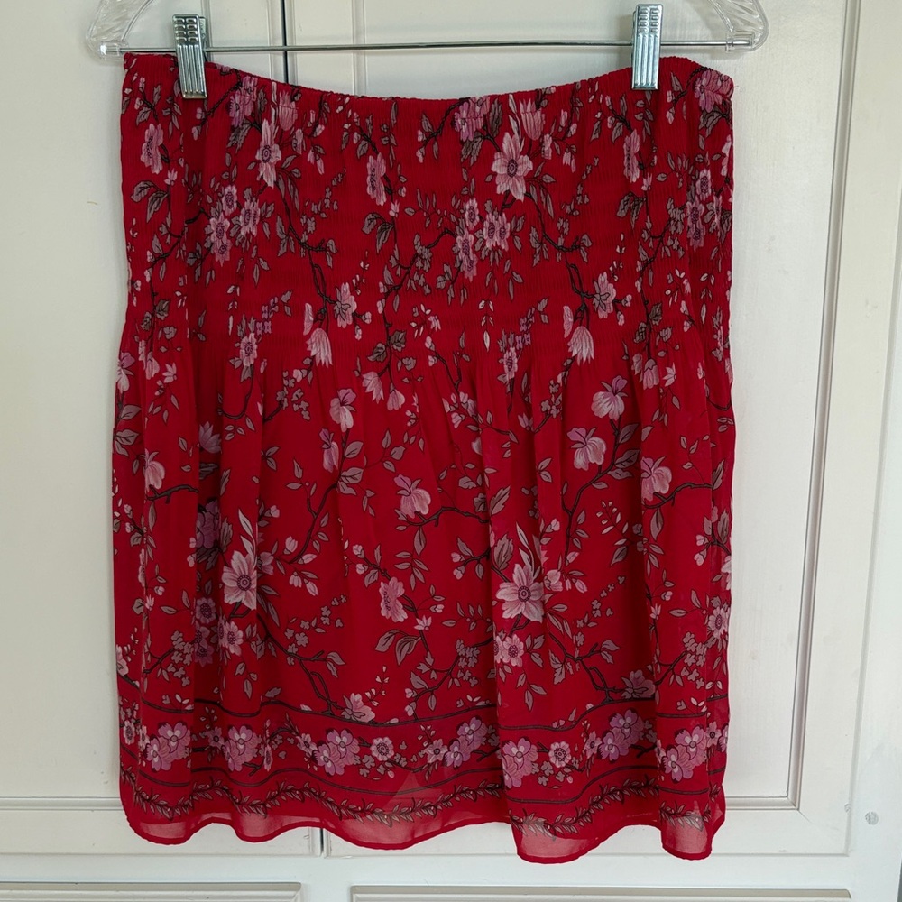 Max Studio Red Floral Skirt size L